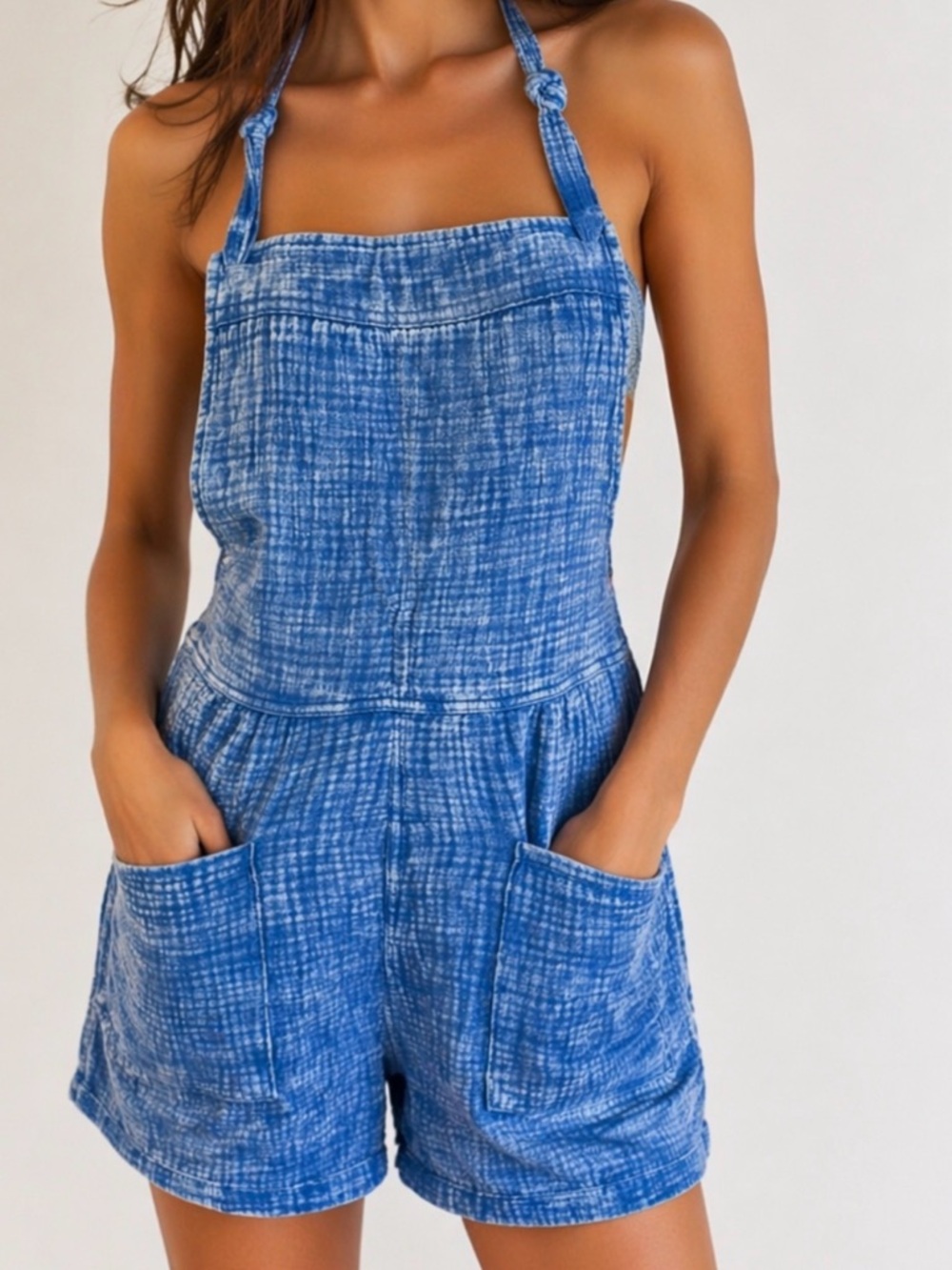 NWT ZENANA KNOT STRAP BLUE ROMPER SIZE SMALL🔥💙